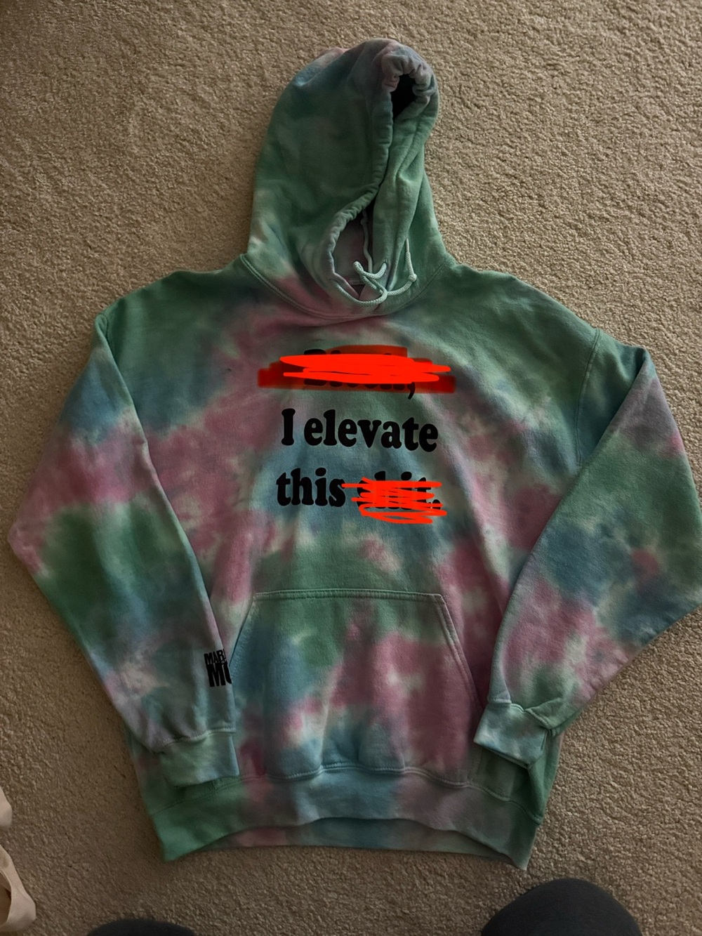 Tie-Dye Pullover Hoodie - Green & Pink Statement